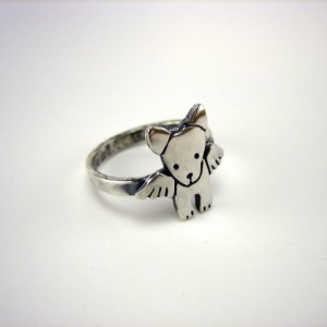 Angel Pit Bull Sterling Silver Ring - Size 6