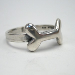 Dog Bone Sterling Silver Ring - Size 6, 7, 8