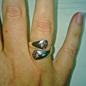 Open Paw Print Adjustable Sterling Silver Ring