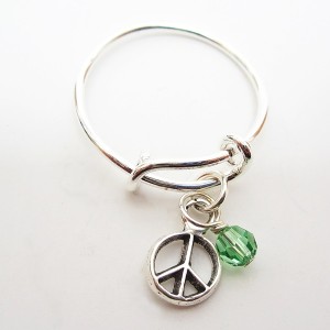 Peace Dangle Adjustable Stacking Ring