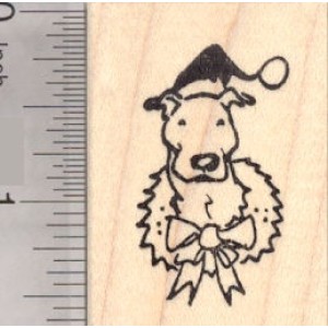 Pit Bull Christmas Wreath Rubber Stamp