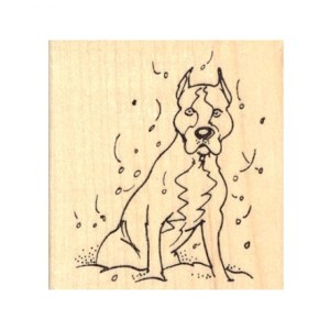 Pit Bull in Snow Rubber Stamp