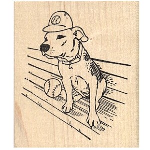 Pit Bull in a Baseball Cap Rubber Stamp